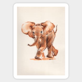 Lillie - Watercolor painting of a baby elephant Sticker